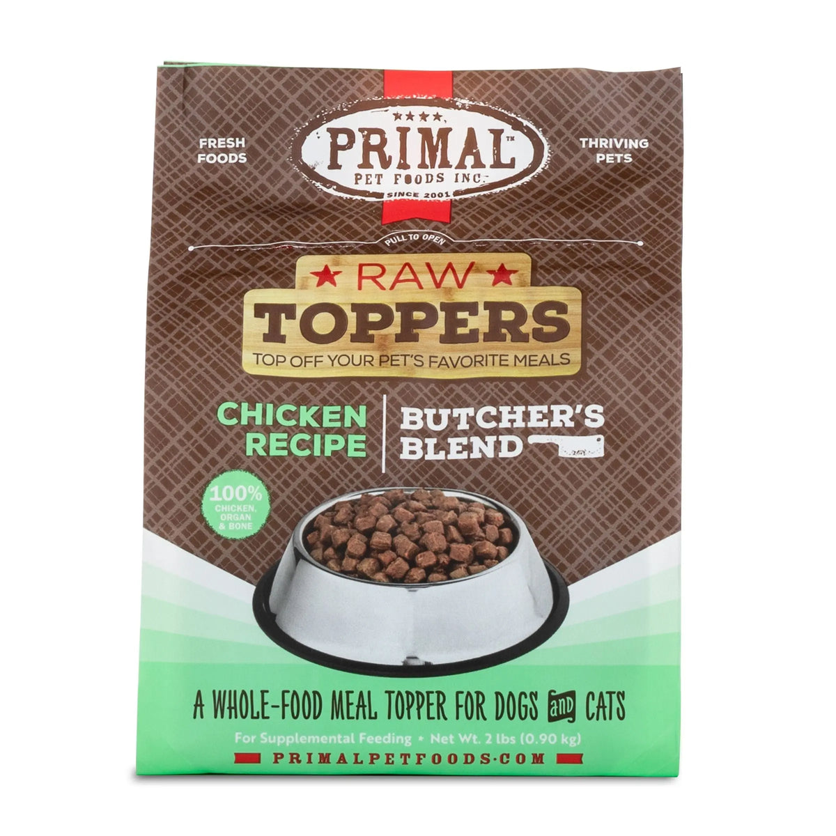 Primal Frozen Chicken Butcher's Blend Topper 2 lb Phillips Pets