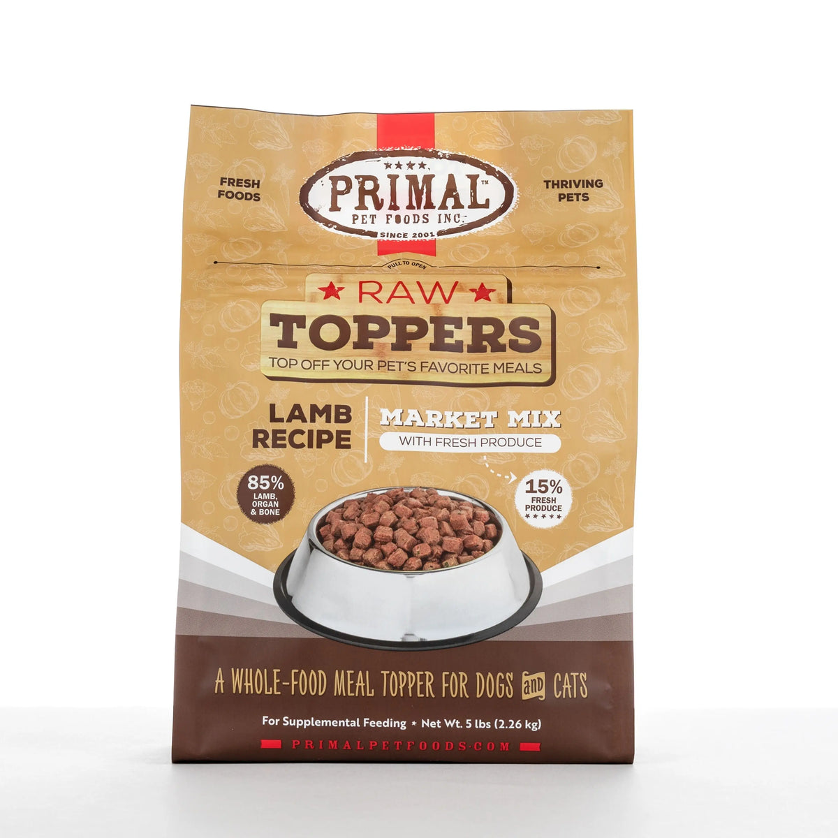 Primal Frozen Lamb Market Mix Topper 5 lb Phillips Pets