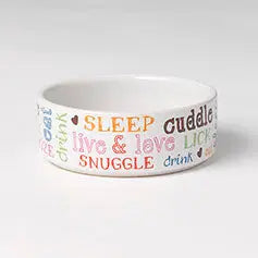 Doodle Pet Bowl 5" White Multi, 2 cup.