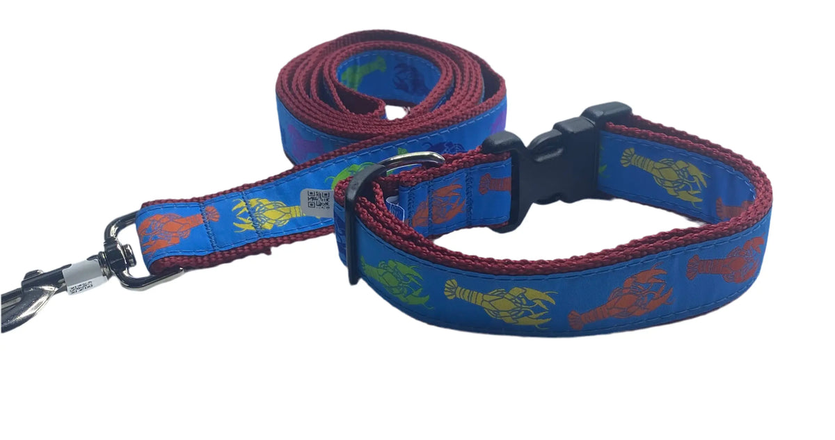 Rainbow Crawfish Dog Collar & Lead Ebinger Brother Leather Company / Preston Ribbons