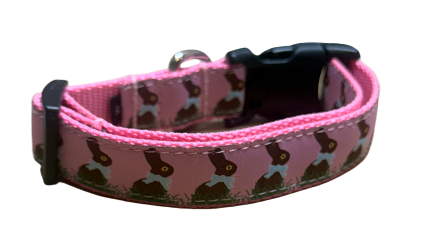 Chocolate Bunny Ribbon Collars or leads (1" Wide)