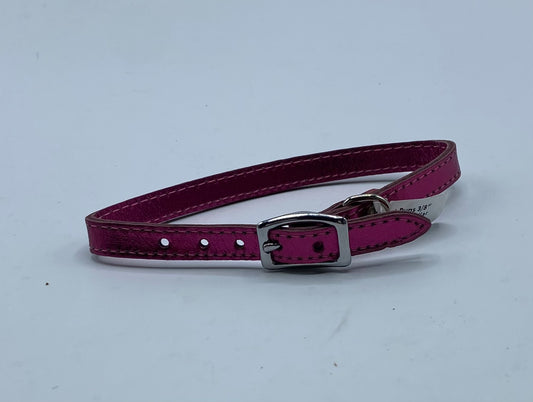 Pocket Pups 3/8" Adjustable Dog Collar Metallic Pink
