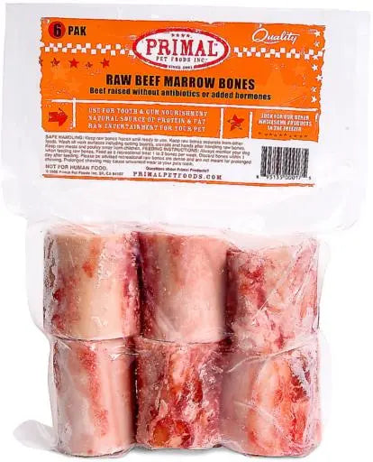 Primal Frozen Raw Beef Marrow Bone 2" 6 pack Phillips Pets
