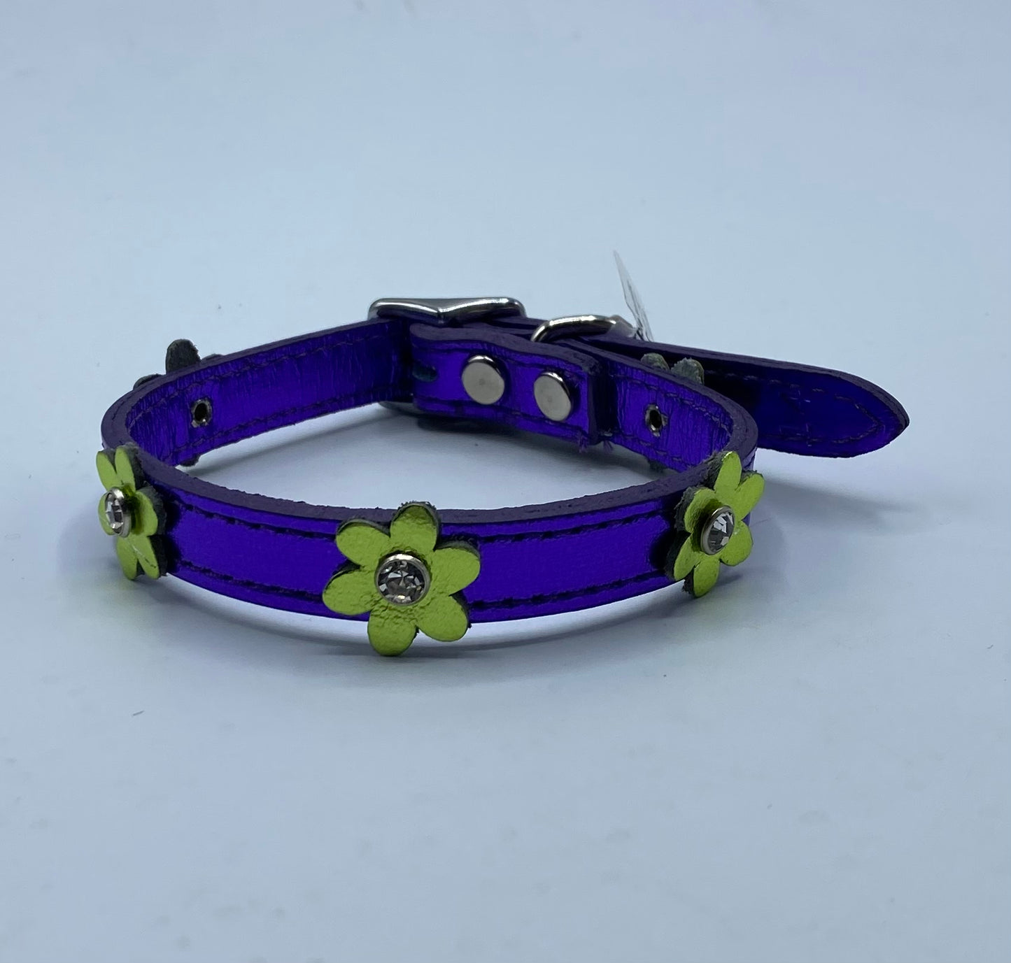 Purple Metallic Flower Dog Collar