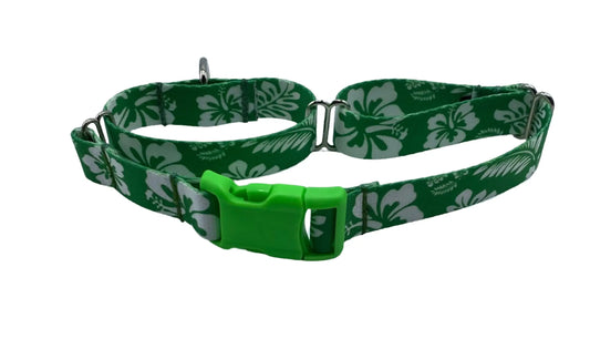 Green Hawaiian Print Nylon Collars or Leads (1" Wide).