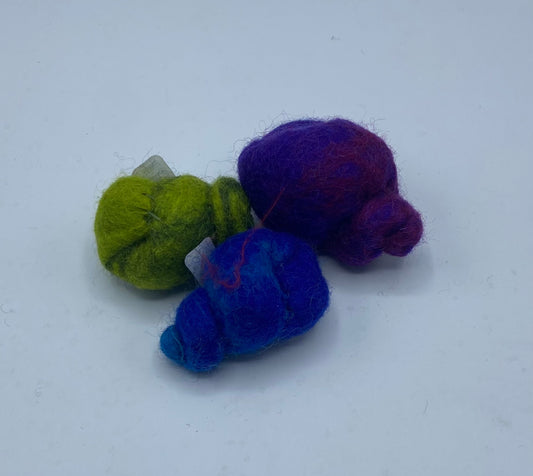 Felted Snail Cat Toy.