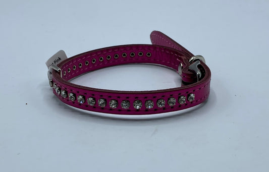 Metallic Hot Pink Rhinestone Dog Collar