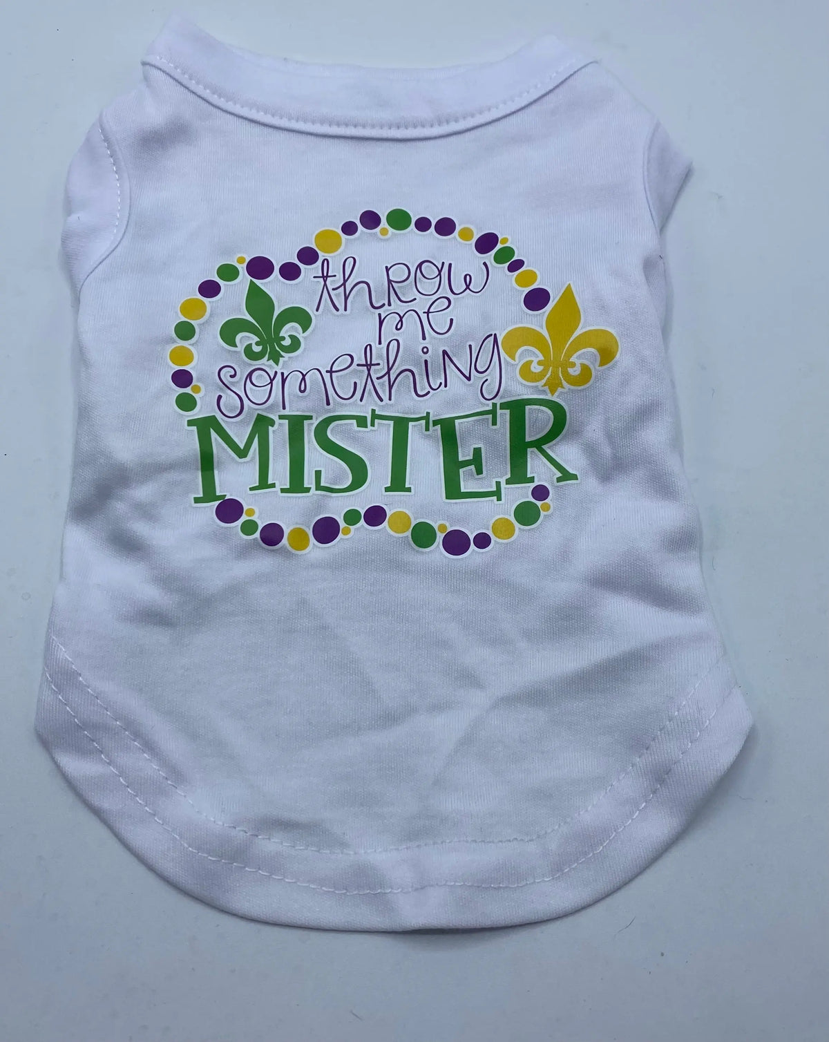 Throw Me Something Mister White Pet Shirt.