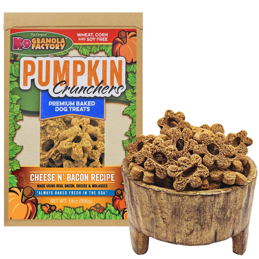 Pumpkin Crunchers, Cheese N' Bacon Recipe Dog Treats, 14oz
