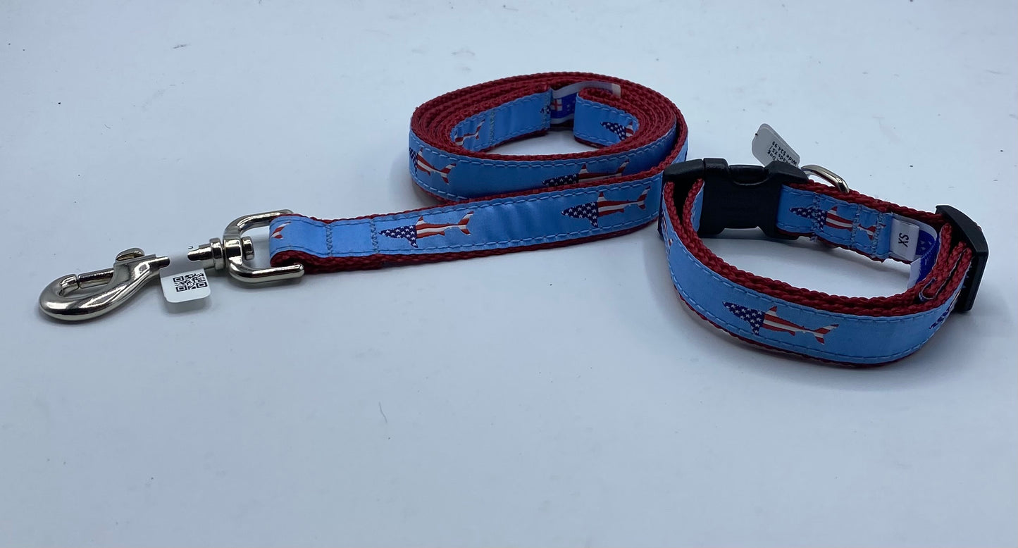 Patriotic Shark Dog Collars & Leads.