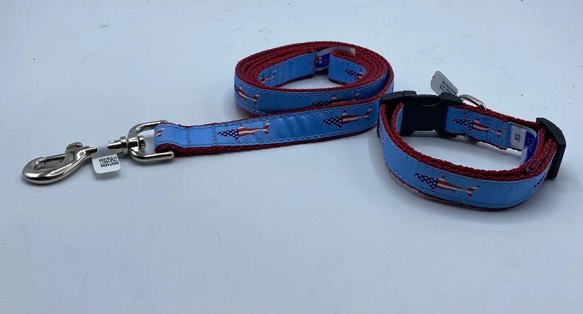 Patriotic Shark Dog Collars & Leads.