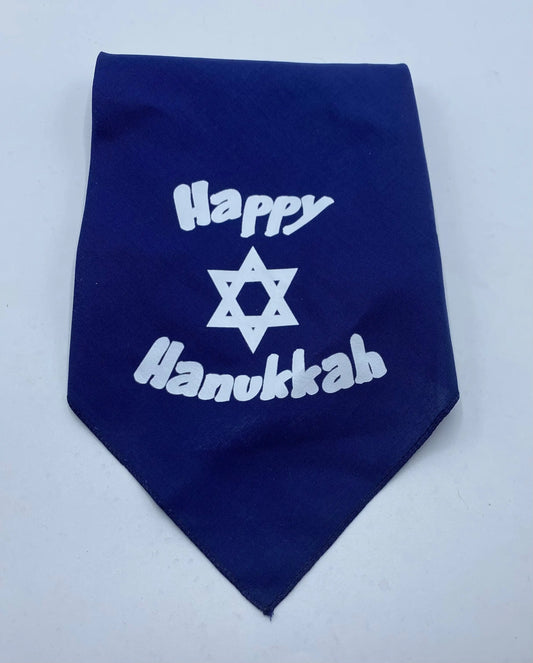 Happy Hanukkah Screen Print Dog Bandana 3.