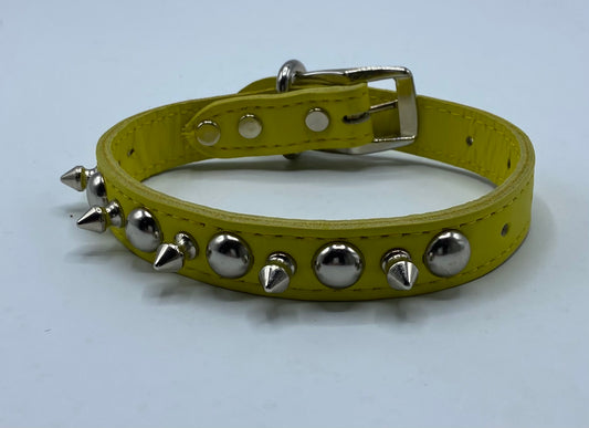 Yellow Spiked Dog Collar