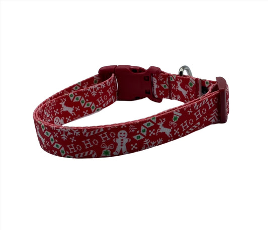 Holiday Ho Ho Ho Collar & Leads  (1" Wide).