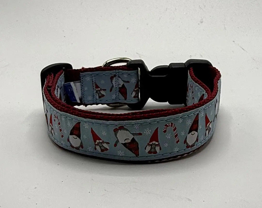 Christmas Gnome Dog Collars & Leads. Ebinger Brother Leather Company / Preston Ribbons