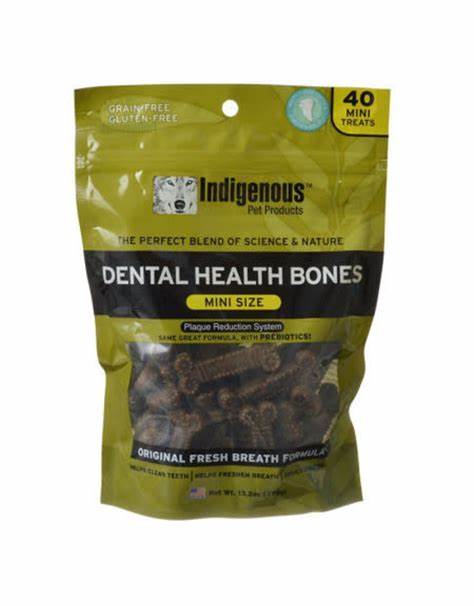 Indigenous Dental Dog Treats Original Fresh Breath Flavor.
