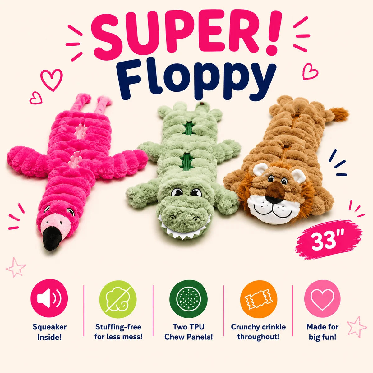 33" SUPER! Floppy Dog Toy