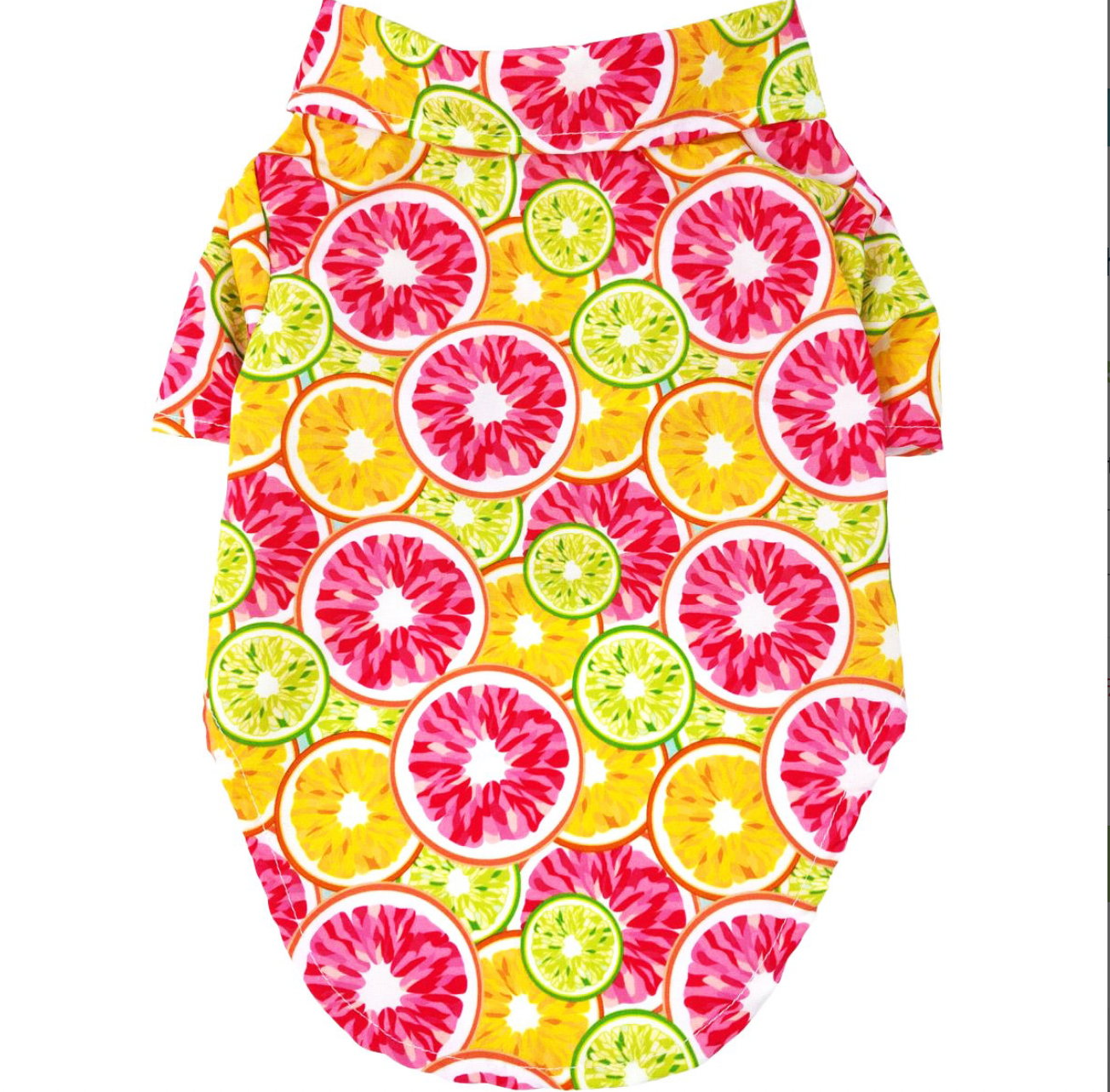 Hawaiian Camp Dog Shirt - Citrus Slice.