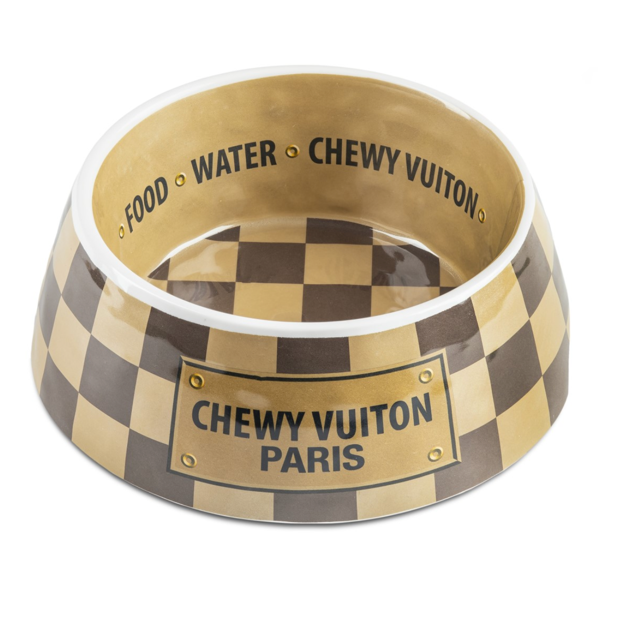 Haute Diggity Dog Checker Chewy Vuiton Pet Bowl - Large.