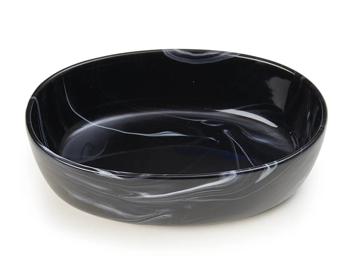 Fancy Marble Black, Oval Pet Bowl 7" x 4.5", 2 Cups.