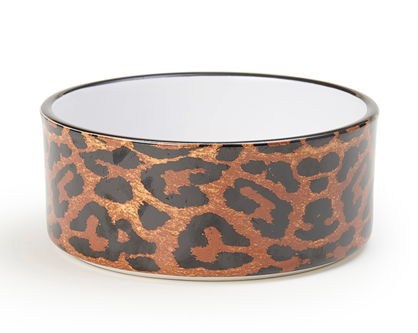 6" Leopard Bone Stoneware Pet Bowl, 3.5 Cups