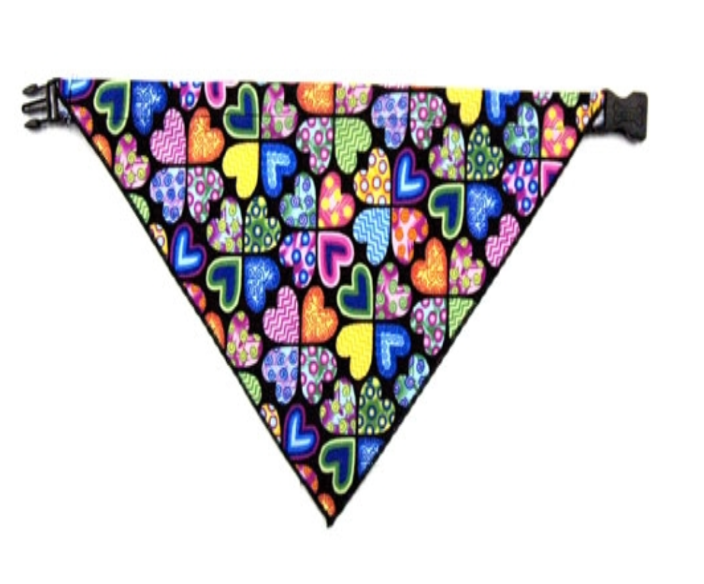 Multi Hearts Pet Bandana.
