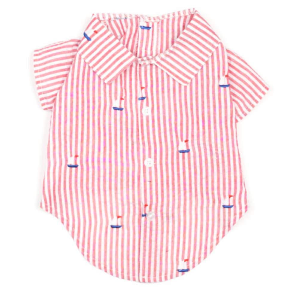 Red Stripe Sailboat Pet Shirt