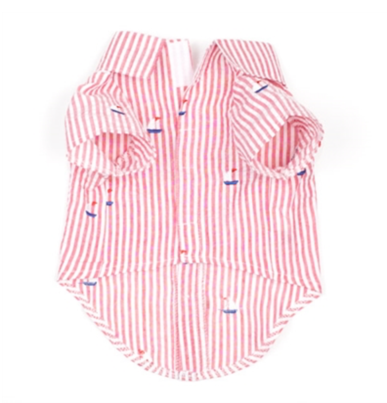Red Stripe Sailboat Pet Shirt