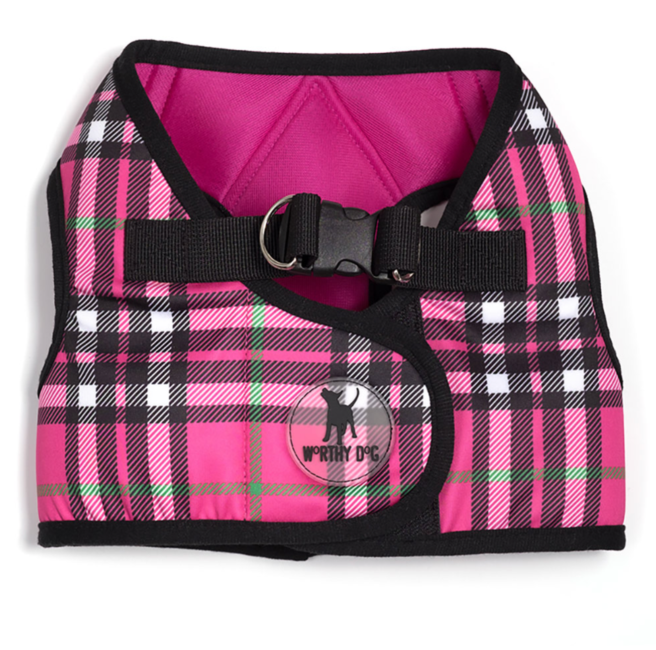Sidekick Printed Hot Pink Plaid Pet Harness