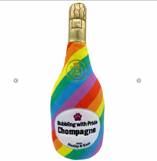 Bubbling with Pride Chompagne Dog Toy.