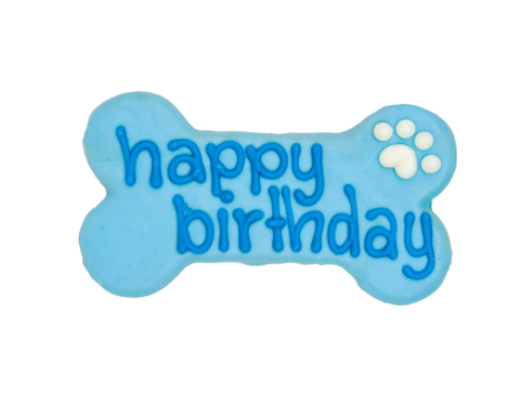 Blue Happy Birthday Bone Dog Treat.