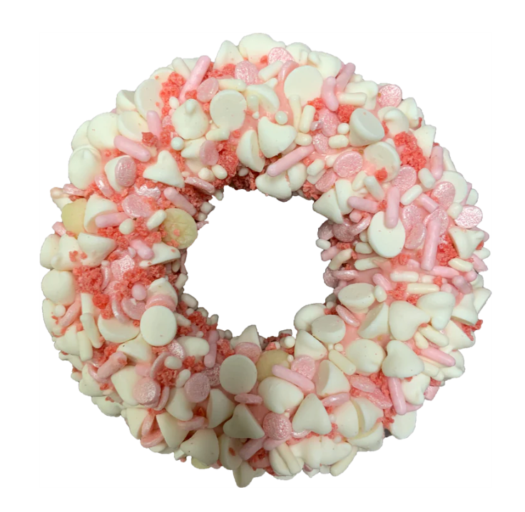 Gourmet Donut, Strawberries and Cream Donut Dog Treat.