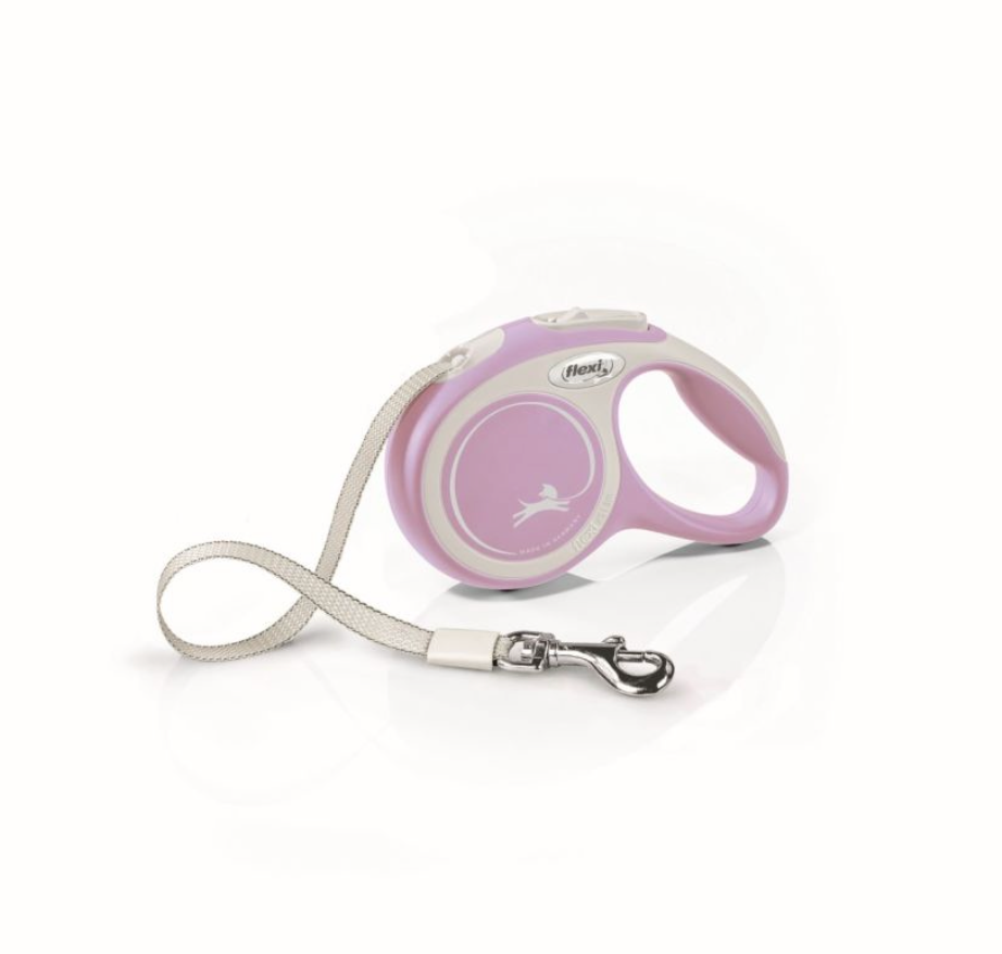 Flexi New Comfort Retractable Tape Dog Leash Pink, 10 ft, XS, Up To 26 lb.