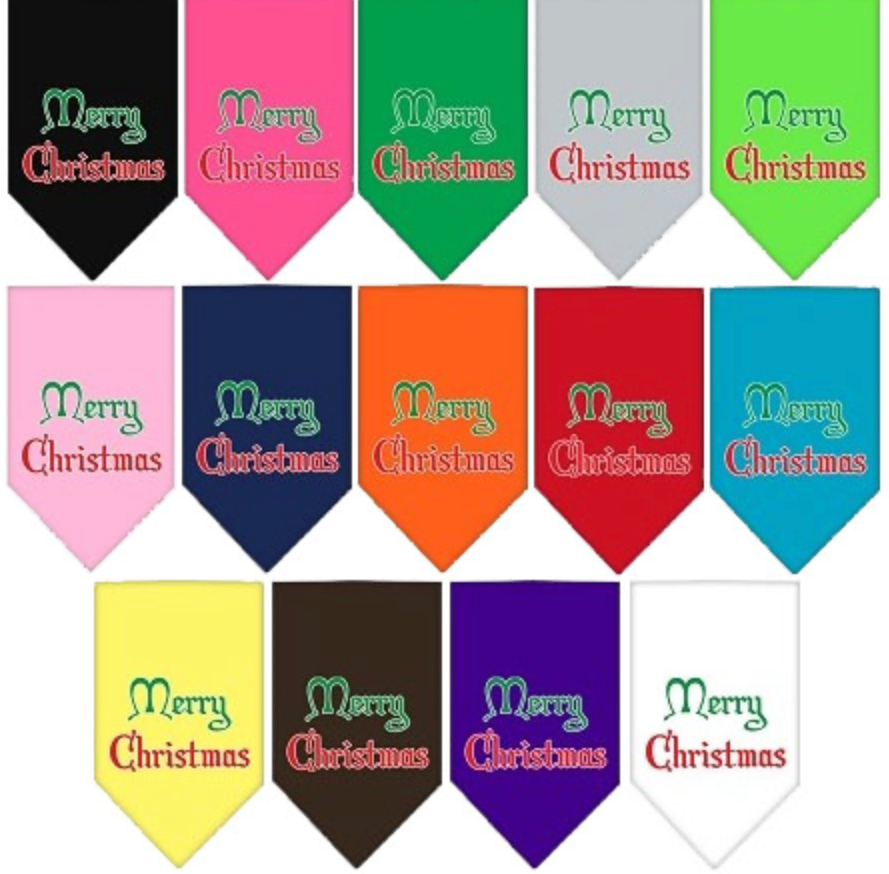 Merry Christmas Screen Print Pet Bandana.