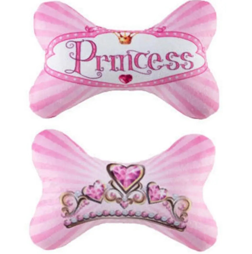 Princess Plush Squeaker Bone Dog Toy.