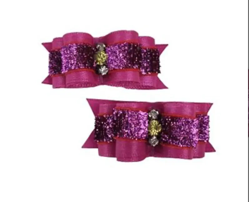 Pink Glitter Pet Hair Bows.