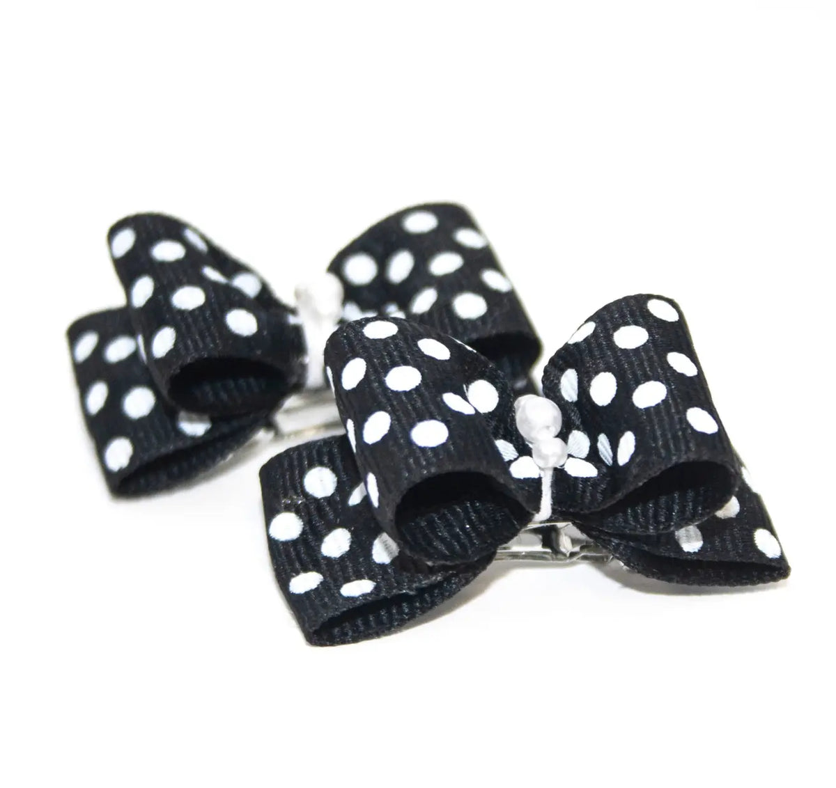 Black with White Polka Dot Pet Hair Bows.