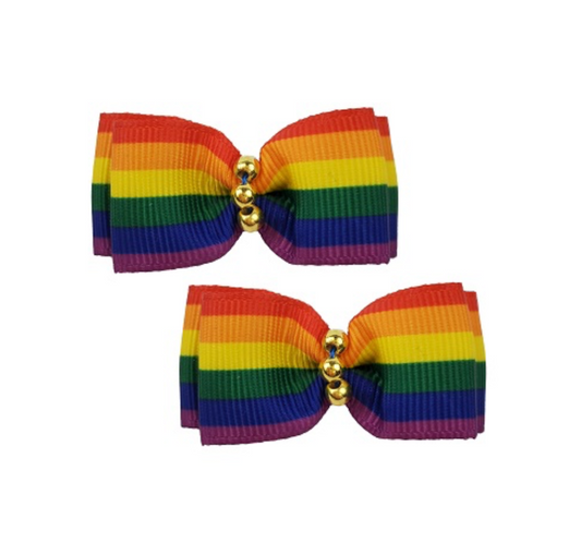 Rainbow Pride Pet Hair Bows.