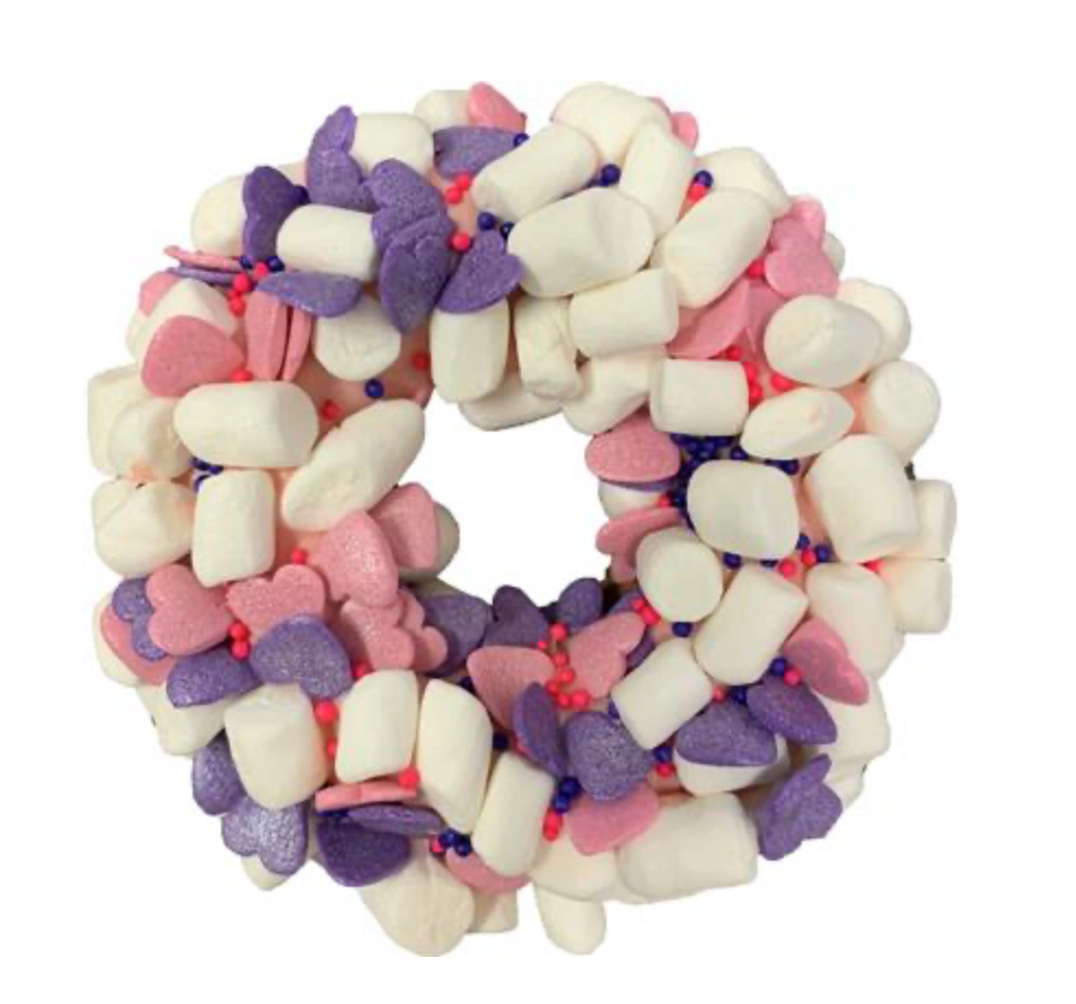 Gourmet Donut, Valentine's Marshmallow Candy Crunch Donut Dog Treat.