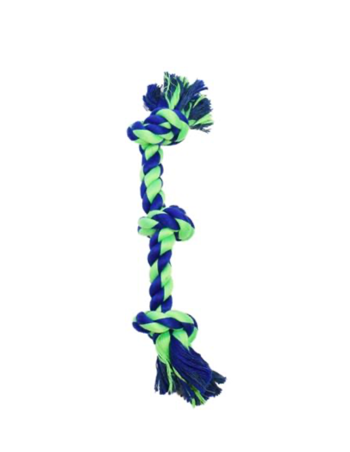 3 Knot Bone Blue / Green 10" Dog Toy.