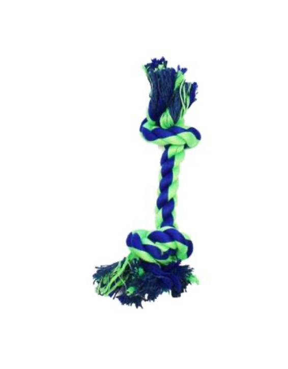 2 Knot Bone Blue / Green 8" Dog Toy.
