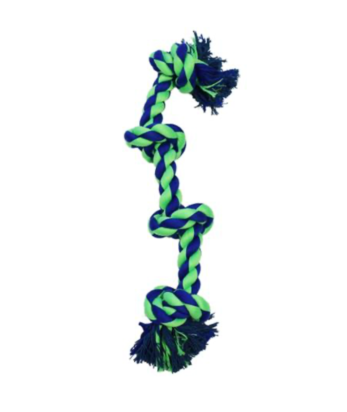 4 Knot Bone Blue / Green 20" Dog Toy.