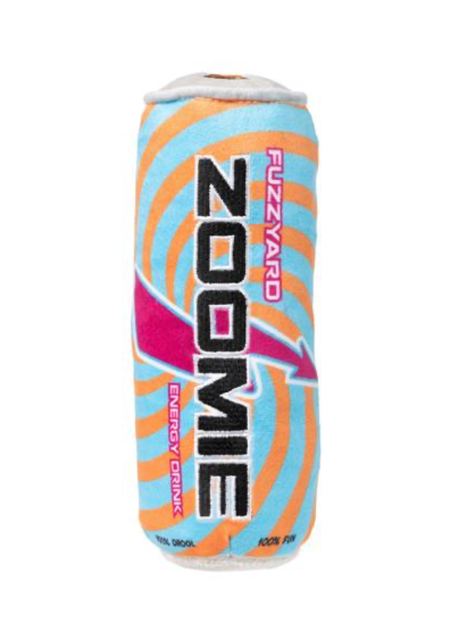Zoomie Energy Drink Plush Dog Toy.