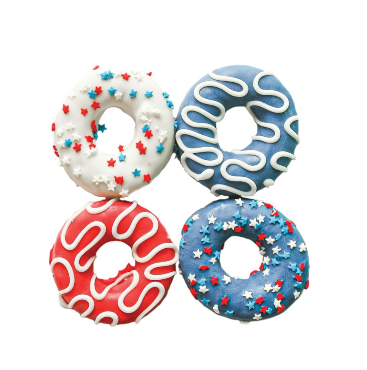 4th of July Mini Dog Donuts.