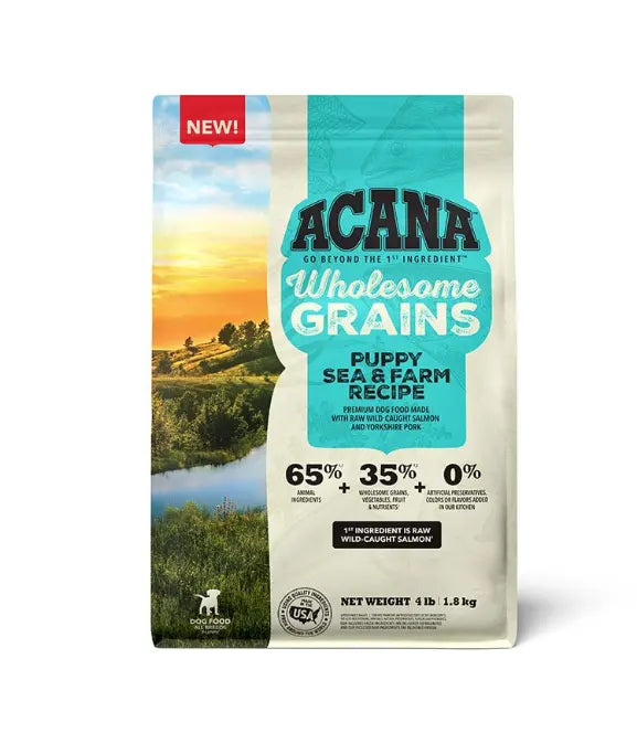 ACANA Wholesome Grains Puppy Sea & Farm Recipe Dog Food 4lbs Petcetera NOLA