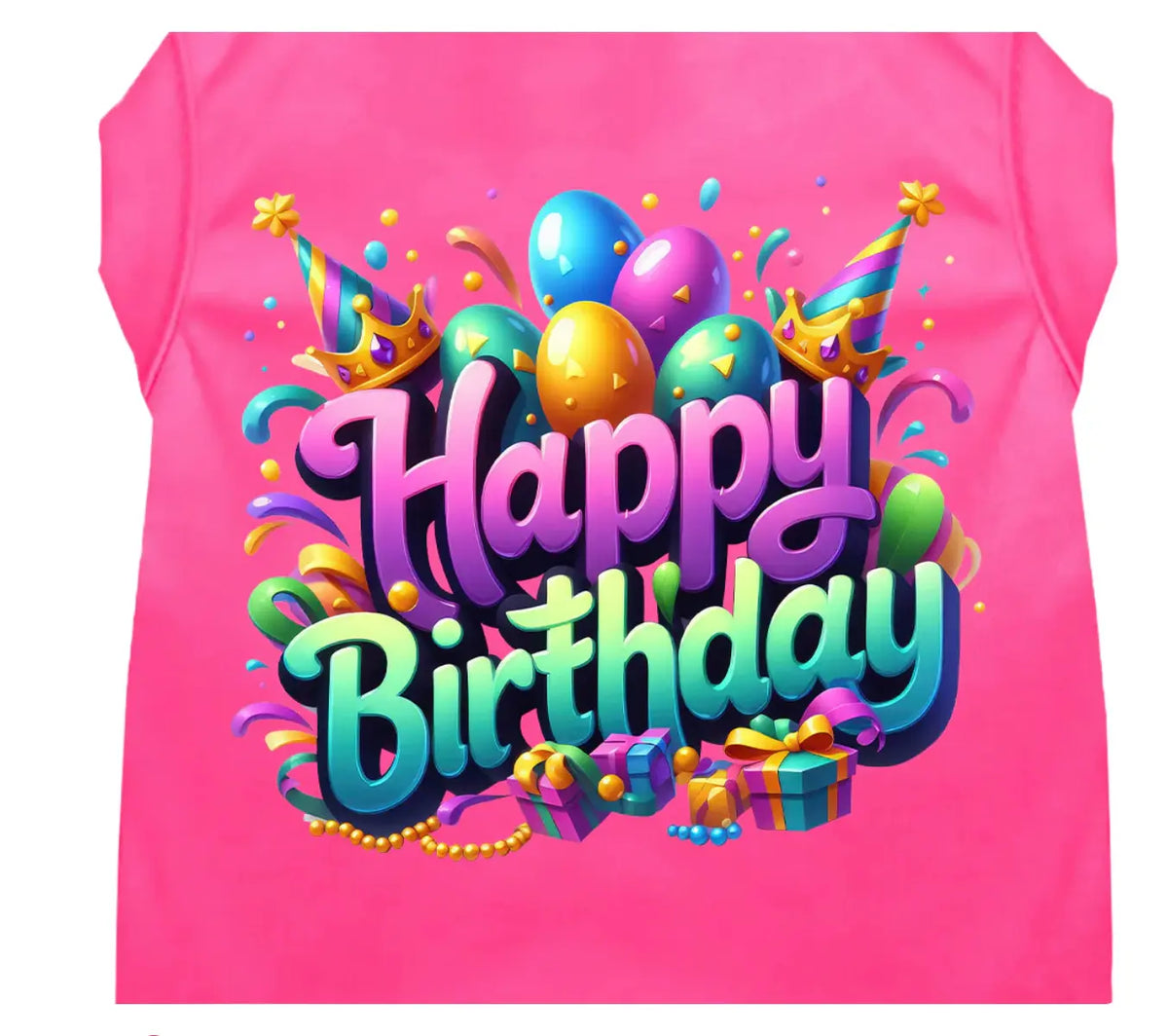 Party Cat or Dog Shirt for Pets "Happy Birthday" (Bright Pink) Mirage Pet Products