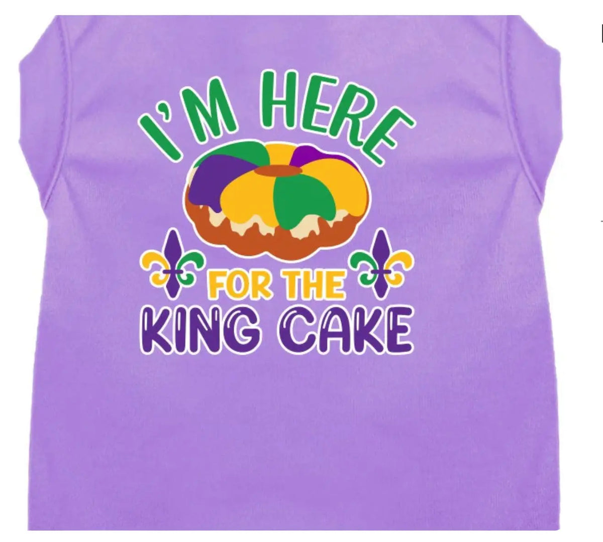 Pet Dog & Cat Screen Printed Shirt "I'm Here For The King Cake" (Purple) Mirage Pet Products