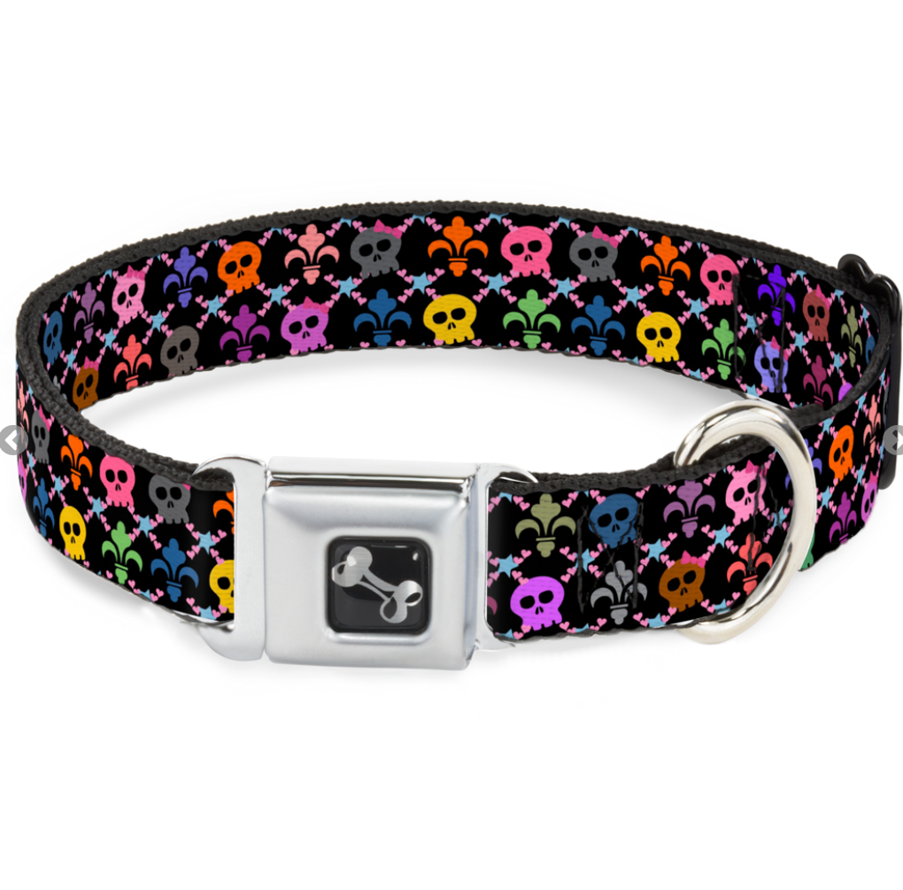 Skull & Fleur-de-Lis Black/Multi Color WIDE