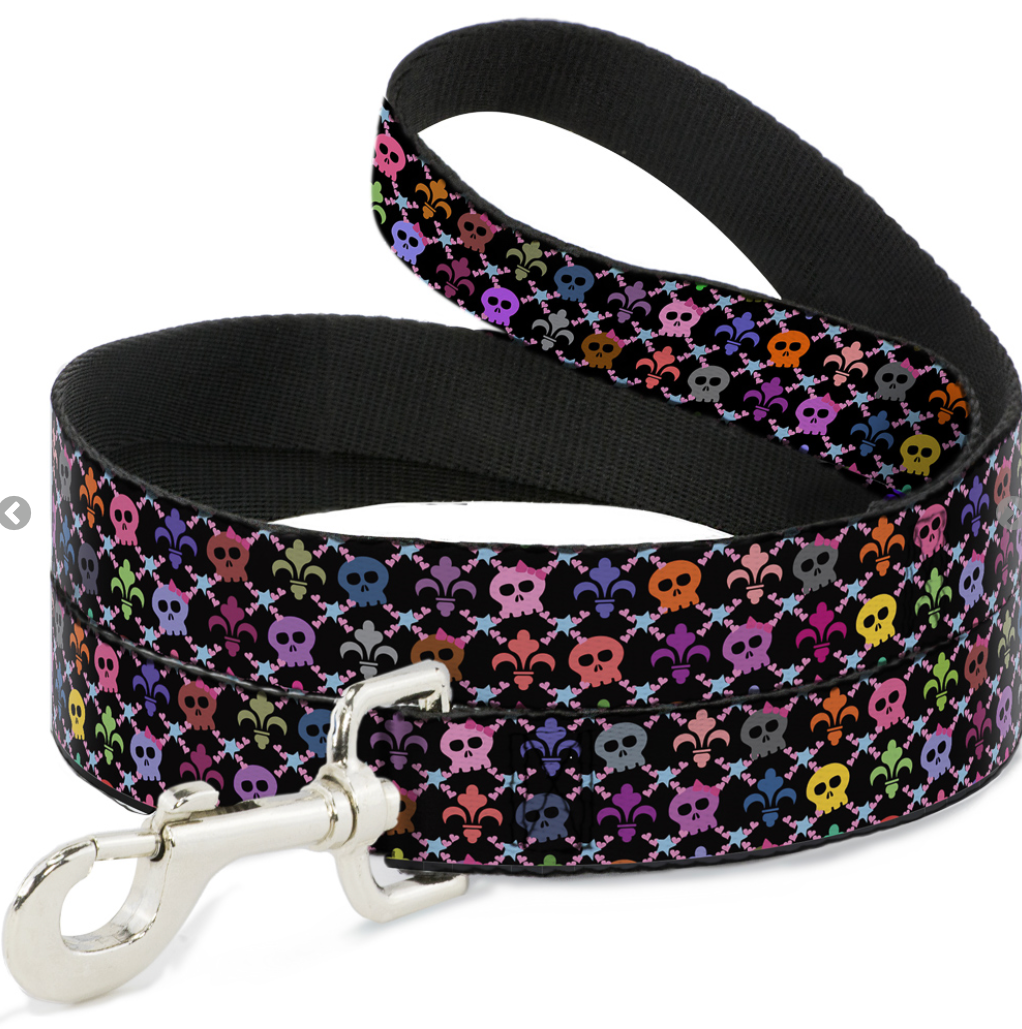 Skull & Fleur-de-Lis Black/Multi Color WIDE