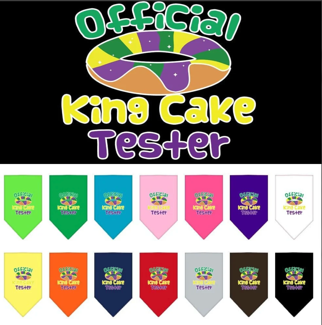 Pet and Dog Bandana Screen Printed, "King Cake Tester" (Purple)